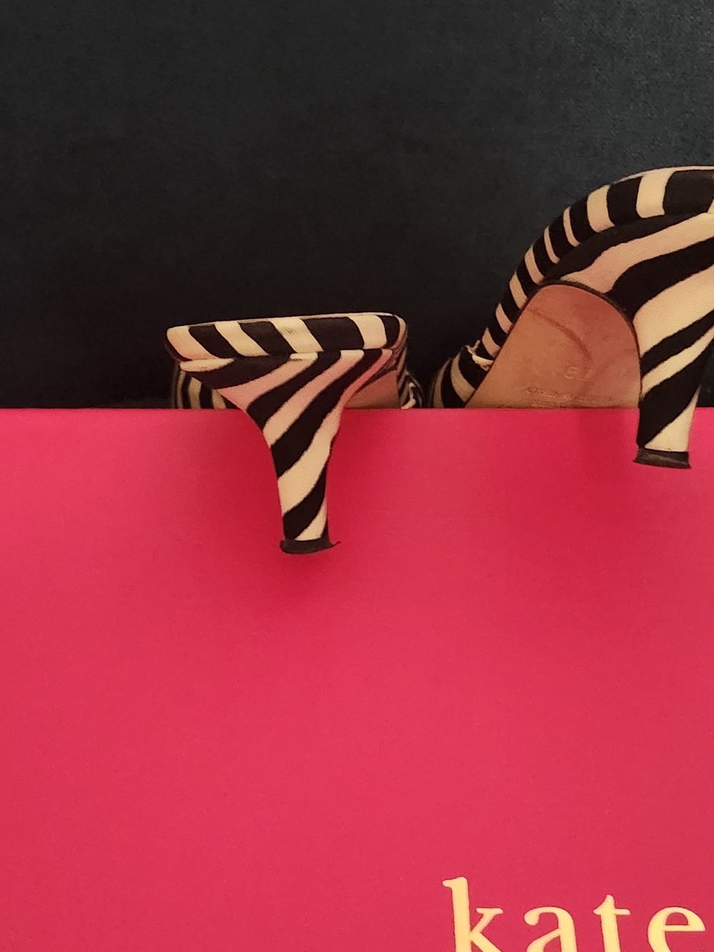 kate spade Black and White Striped Pointed-Toe Mules - Picture 6 of 8